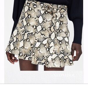 ZARA Women’s Animal Print Belted Skort Size M